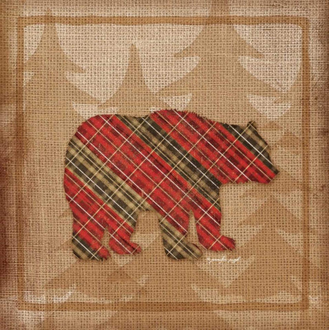 Bear Plaid Black Ornate Wood Framed Art Print with Double Matting by Pugh, Jennifer