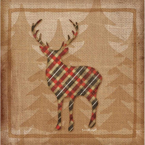 Deer Plaid Black Modern Wood Framed Art Print with Double Matting by Pugh, Jennifer