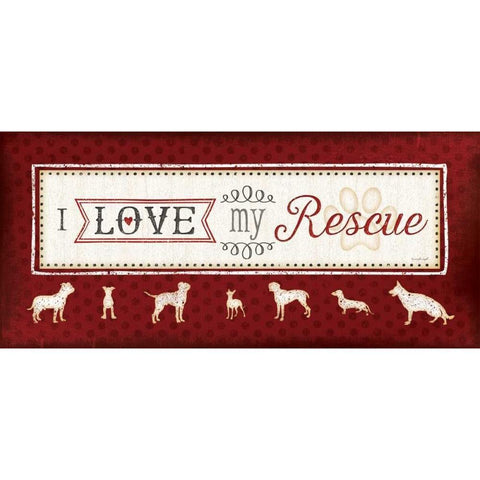 I Love My Rescue Gold Ornate Wood Framed Art Print with Double Matting by Pugh, Jennifer