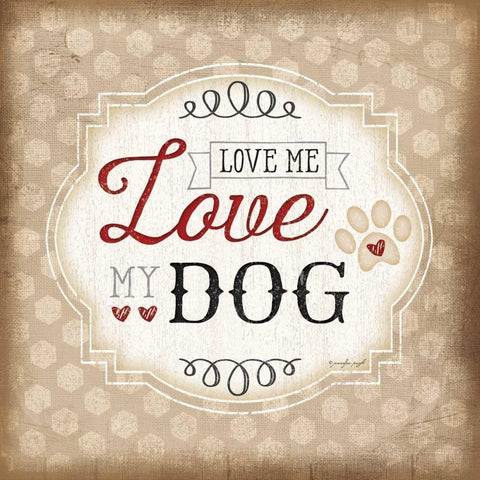 Love Me-Love My Dog Black Modern Wood Framed Art Print with Double Matting by Pugh, Jennifer