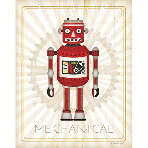 Retro Robot III Black Modern Wood Framed Art Print by Pugh, Jennifer