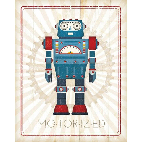 Retro Robot IV Black Modern Wood Framed Art Print with Double Matting by Pugh, Jennifer