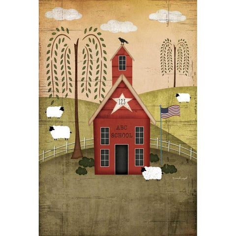 Primitive School White Modern Wood Framed Art Print by Pugh, Jennifer