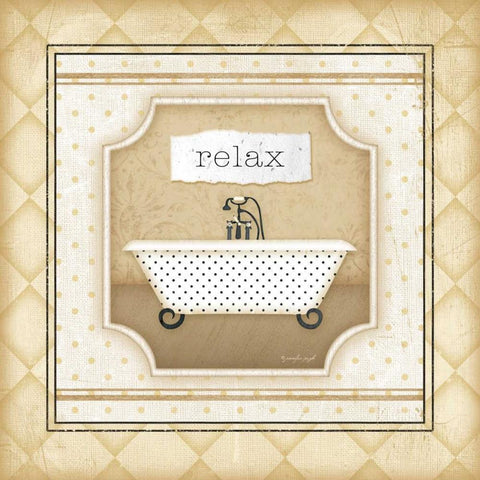 Tub - Relax Gold Ornate Wood Framed Art Print with Double Matting by Pugh, Jennifer