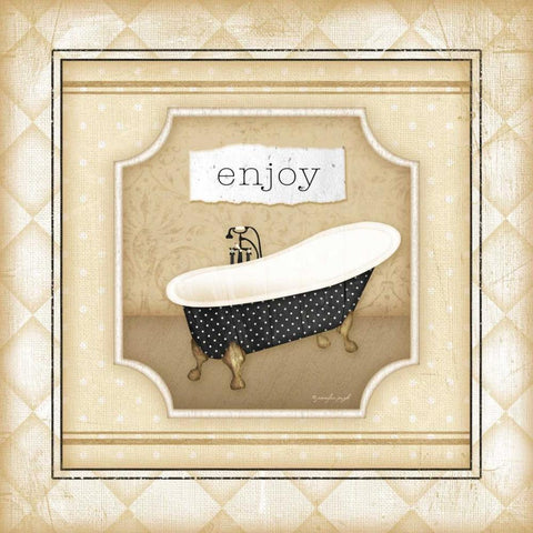 Tub - Enjoy White Modern Wood Framed Art Print by Pugh, Jennifer