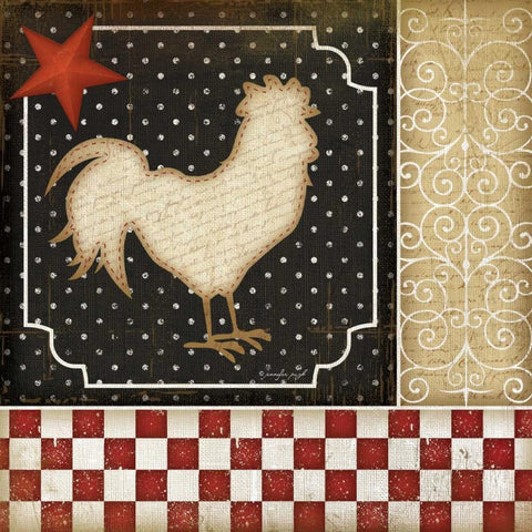 Rooster Country II Black Ornate Wood Framed Art Print with Double Matting by Pugh, Jennifer