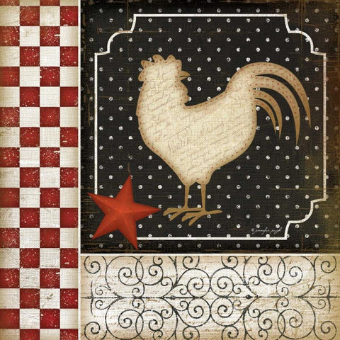 Rooster Country III White Modern Wood Framed Art Print by Pugh, Jennifer