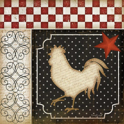 Rooster Country IV White Modern Wood Framed Art Print by Pugh, Jennifer