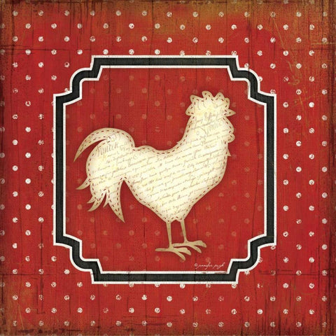 Country Kitchen Rooster I Black Modern Wood Framed Art Print with Double Matting by Pugh, Jennifer