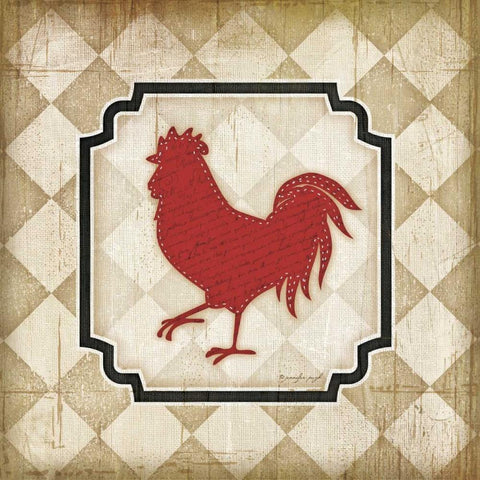 Country Kitchen Rooster III Gold Ornate Wood Framed Art Print with Double Matting by Pugh, Jennifer
