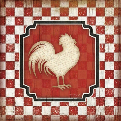 Country Kitchen Rooster IV White Modern Wood Framed Art Print with Double Matting by Pugh, Jennifer