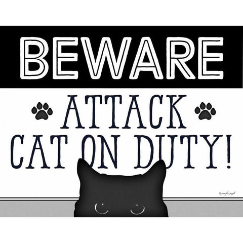 BEWARE Black Modern Wood Framed Art Print with Double Matting by Pugh, Jennifer