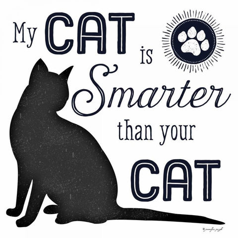 My Cat is Smarter Black Ornate Wood Framed Art Print with Double Matting by Pugh, Jennifer