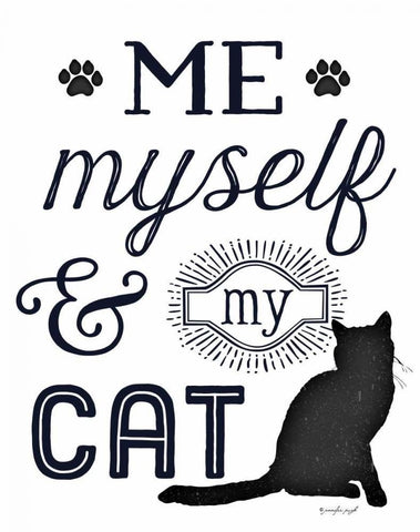 Me Myself and My Cat White Modern Wood Framed Art Print with Double Matting by Pugh, Jennifer