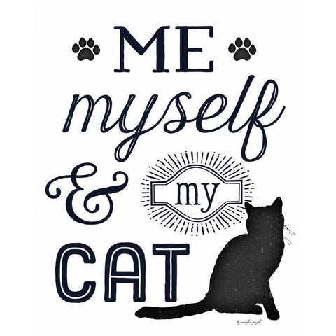 Me Myself and My Cat Black Modern Wood Framed Art Print by Pugh, Jennifer