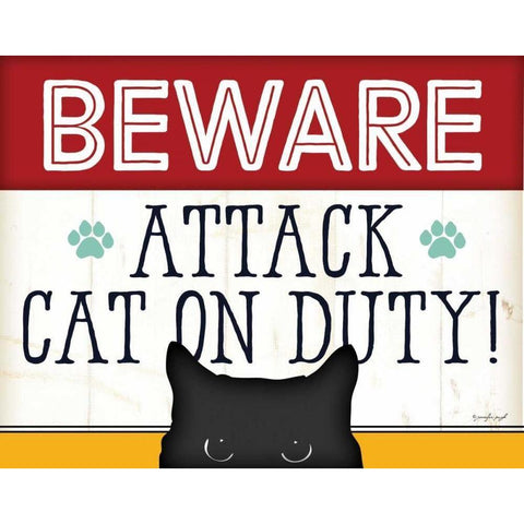 BEWARE - Color Gold Ornate Wood Framed Art Print with Double Matting by Pugh, Jennifer