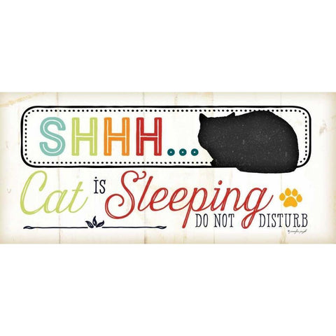 Shhh Cat is Sleeping - Color Gold Ornate Wood Framed Art Print with Double Matting by Pugh, Jennifer