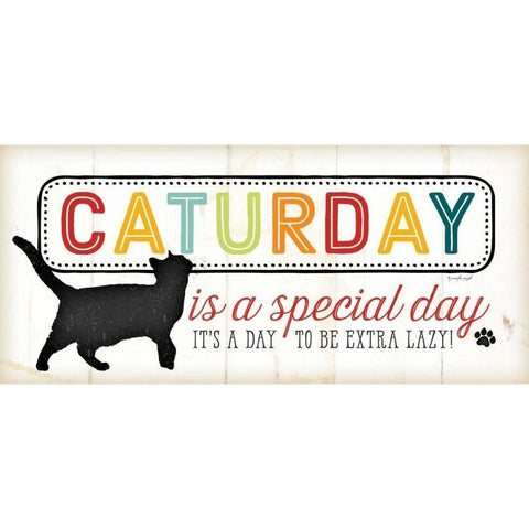 Caturday - Color Black Modern Wood Framed Art Print with Double Matting by Pugh, Jennifer