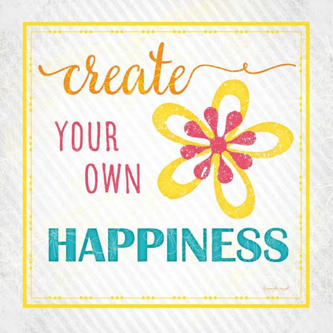 Create Your Own Happiness White Modern Wood Framed Art Print with Double Matting by Pugh, Jennifer