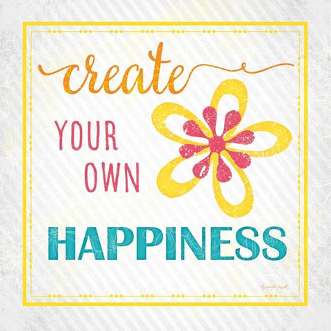 Create Your Own Happiness Black Modern Wood Framed Art Print by Pugh, Jennifer