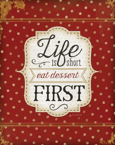 Eat Dessert First White Modern Wood Framed Art Print with Double Matting by Pugh, Jennifer