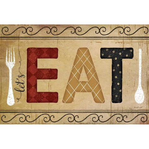 EAT Black Modern Wood Framed Art Print by Pugh, Jennifer