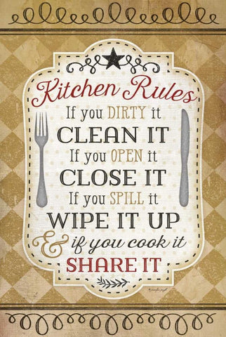 Kitchen Rules White Modern Wood Framed Art Print with Double Matting by Pugh, Jennifer