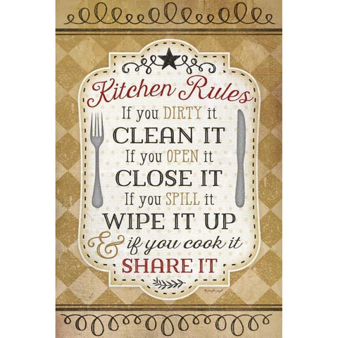 Kitchen Rules Gold Ornate Wood Framed Art Print with Double Matting by Pugh, Jennifer