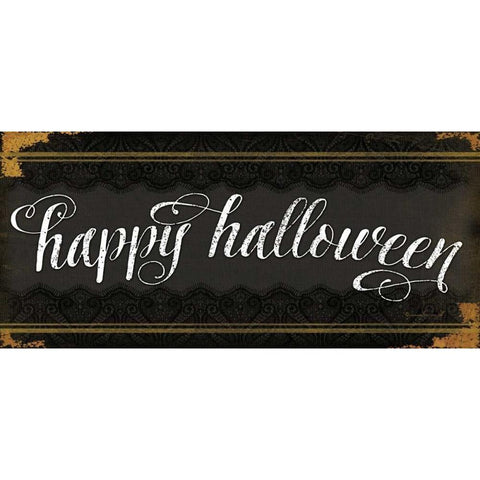 Happy Halloween Gold Ornate Wood Framed Art Print with Double Matting by Pugh, Jennifer