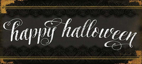 Happy Halloween Black Ornate Wood Framed Art Print with Double Matting by Pugh, Jennifer
