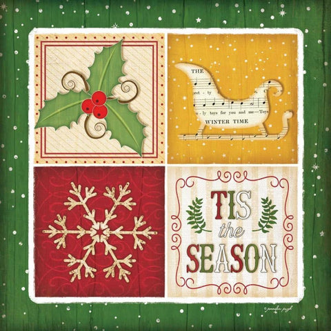 Tis the Season White Modern Wood Framed Art Print with Double Matting by Pugh, Jennifer