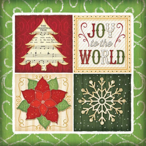 Joy to the World Gold Ornate Wood Framed Art Print with Double Matting by Pugh, Jennifer