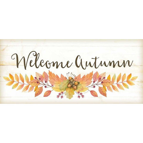 Welcome Autumn Black Modern Wood Framed Art Print with Double Matting by Pugh, Jennifer