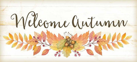 Welcome Autumn White Modern Wood Framed Art Print with Double Matting by Pugh, Jennifer