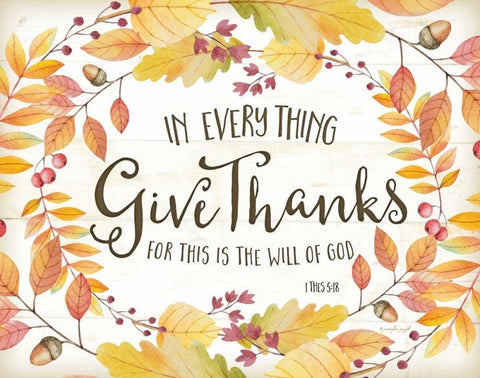 In Every Thing Give Thanks White Modern Wood Framed Art Print with Double Matting by Pugh, Jennifer