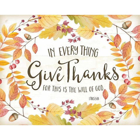 In Every Thing Give Thanks Black Modern Wood Framed Art Print with Double Matting by Pugh, Jennifer