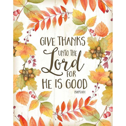 Give Thanks Unto the Lord Gold Ornate Wood Framed Art Print with Double Matting by Pugh, Jennifer