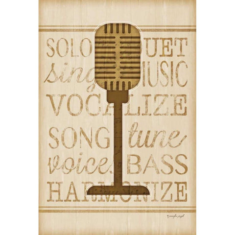 Music Microphone Gold Ornate Wood Framed Art Print with Double Matting by Pugh, Jennifer