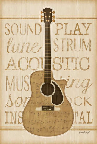 Music Guitar Black Ornate Wood Framed Art Print with Double Matting by Pugh, Jennifer