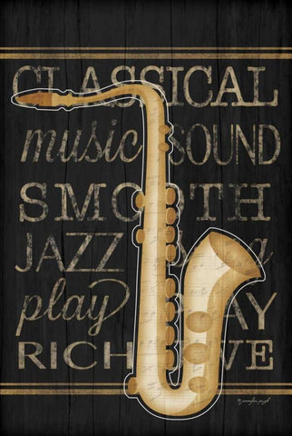 Music Saxophone White Modern Wood Framed Art Print with Double Matting by Pugh, Jennifer