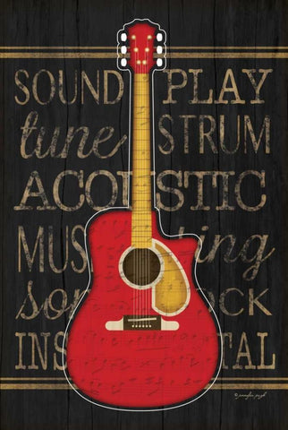 Music Guitar White Modern Wood Framed Art Print with Double Matting by Pugh, Jennifer