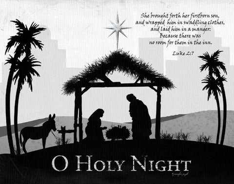 O Holy Night Black Ornate Wood Framed Art Print with Double Matting by Pugh, Jennifer