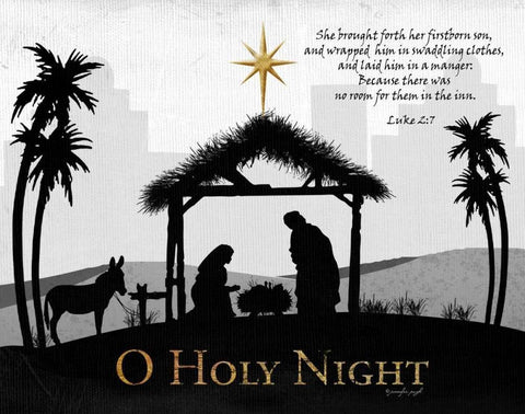 O Holy Night White Modern Wood Framed Art Print with Double Matting by Pugh, Jennifer