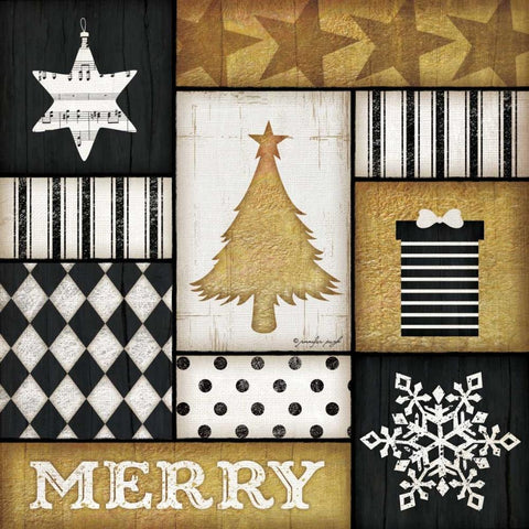 Merry Tree Black Modern Wood Framed Art Print with Double Matting by Pugh, Jennifer