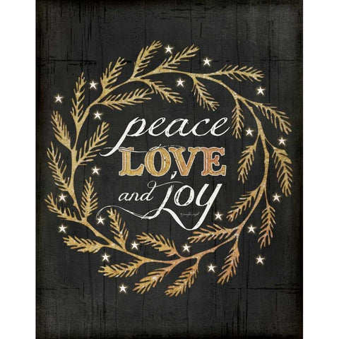 Peace, Love and Joy Gold Ornate Wood Framed Art Print with Double Matting by Pugh, Jennifer