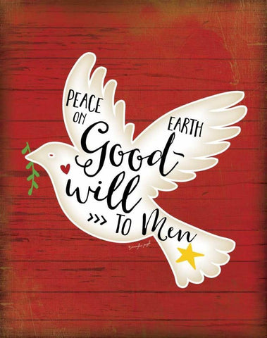 Peace on Earth Dove White Modern Wood Framed Art Print with Double Matting by Pugh, Jennifer