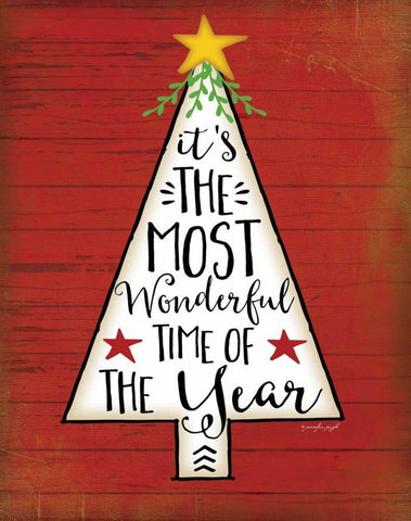 Its the Most Wonderful Tree White Modern Wood Framed Art Print with Double Matting by Pugh, Jennifer