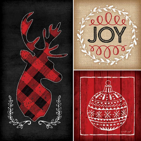 Plaid Christmas I White Modern Wood Framed Art Print with Double Matting by Pugh, Jennifer