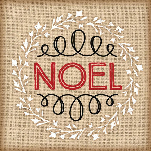 Burlap Noel Black Modern Wood Framed Art Print with Double Matting by Pugh, Jennifer