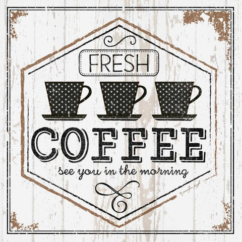 Fresh Coffee White Modern Wood Framed Art Print by Pugh, Jennifer